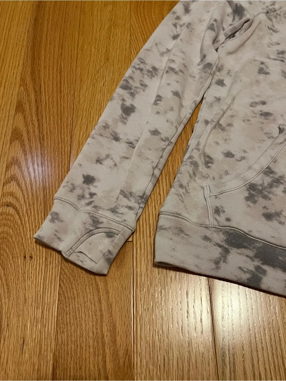 Athleta Girl In Your Element Gray and White Tie-Dye Hoodie